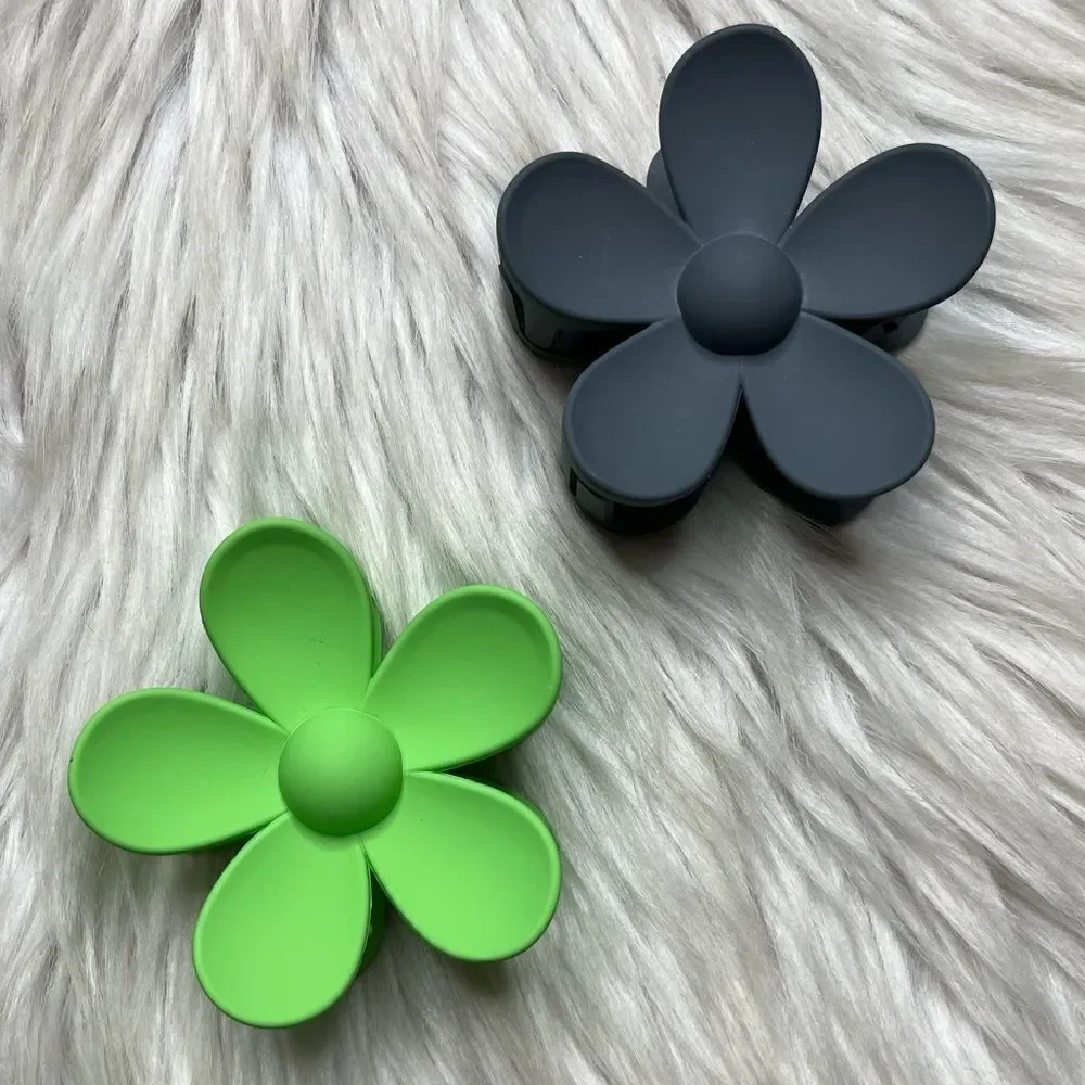 Altar'd State Flower Hair Clips Grey and Green Set